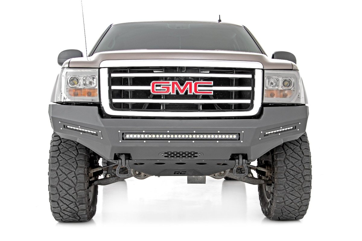 GMC Sierra 1500 Front Bumper - Rough Country - Fabricated | Prerunner | High Clearance - Flat Black - '07-'13